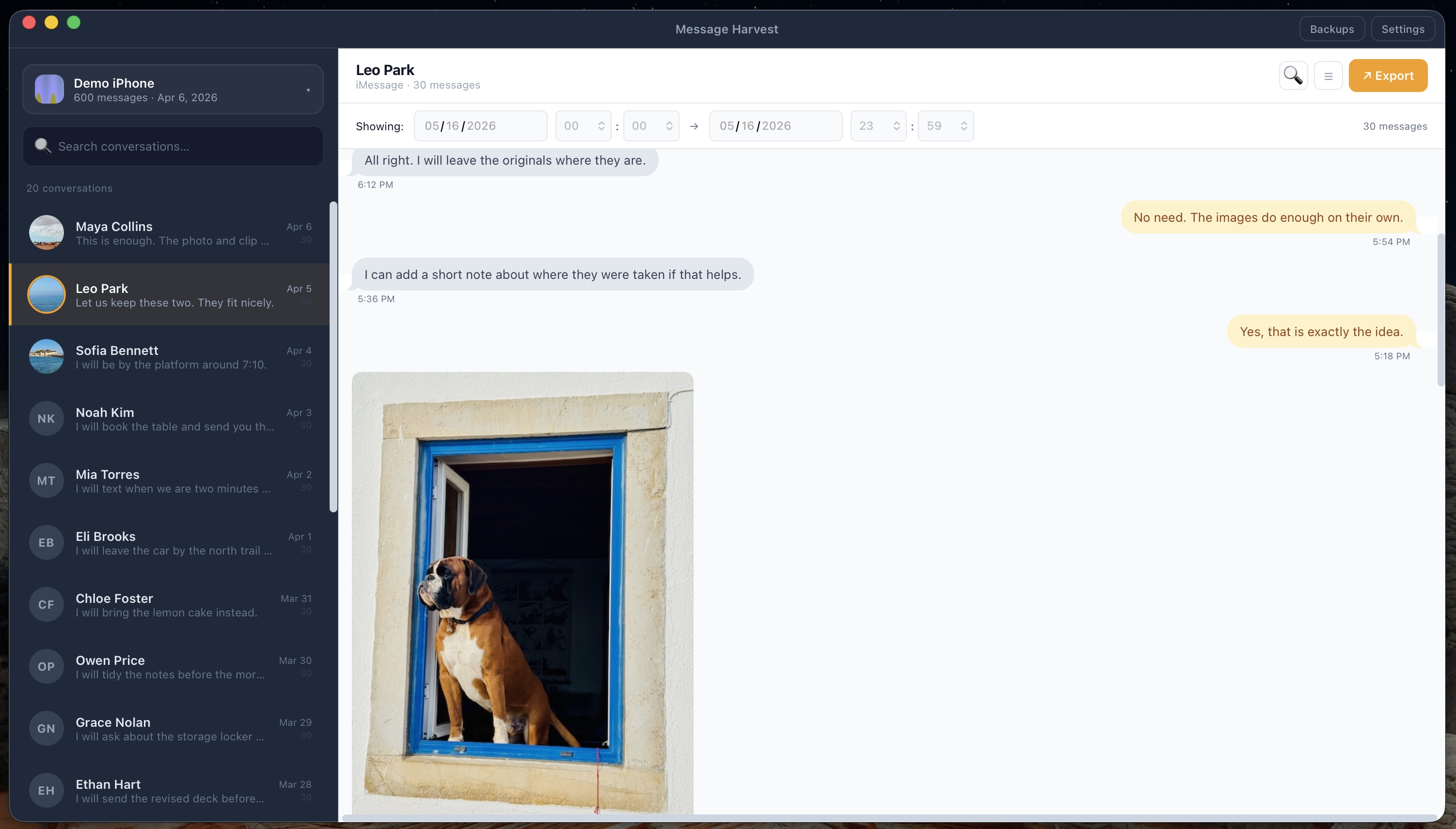 Reviewing an iMessage conversation before printing