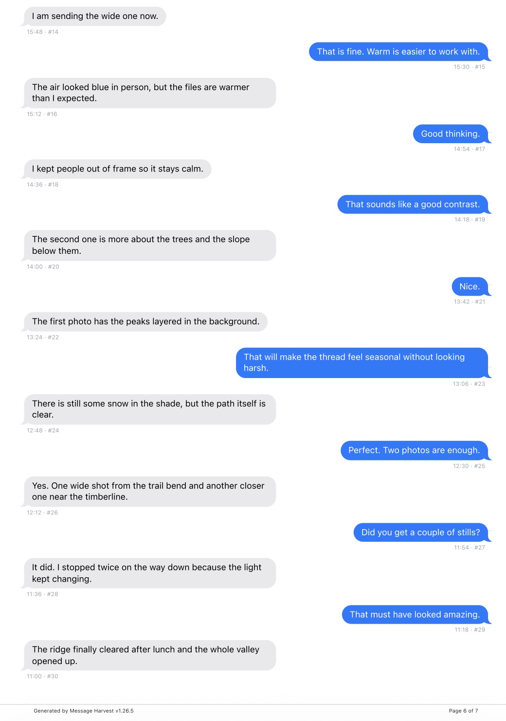 Printable PDF export of an iMessage conversation